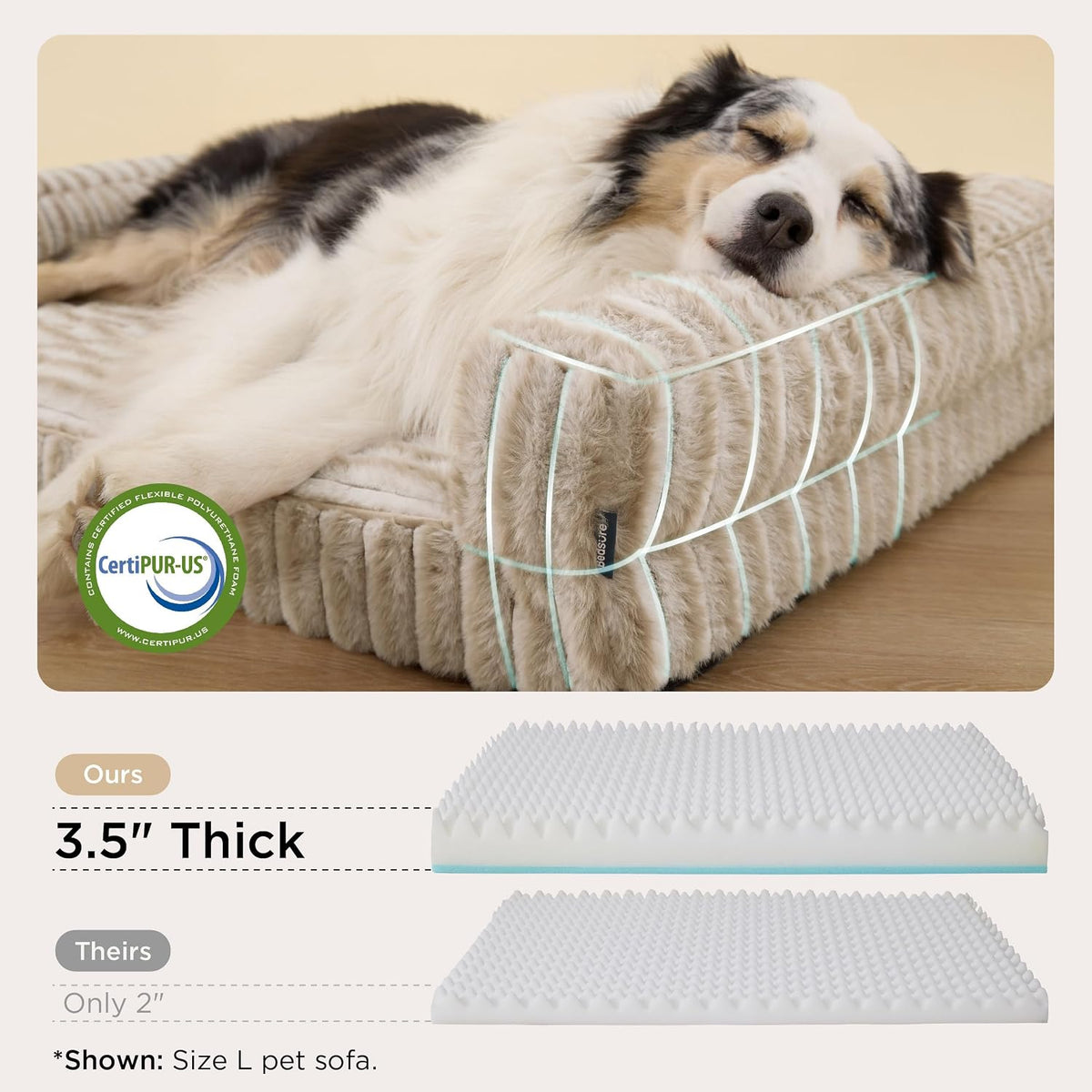 Bedsure Comfyfleece® Memory Foam Orthopedic Dog Beds Large Sized Dog 35"