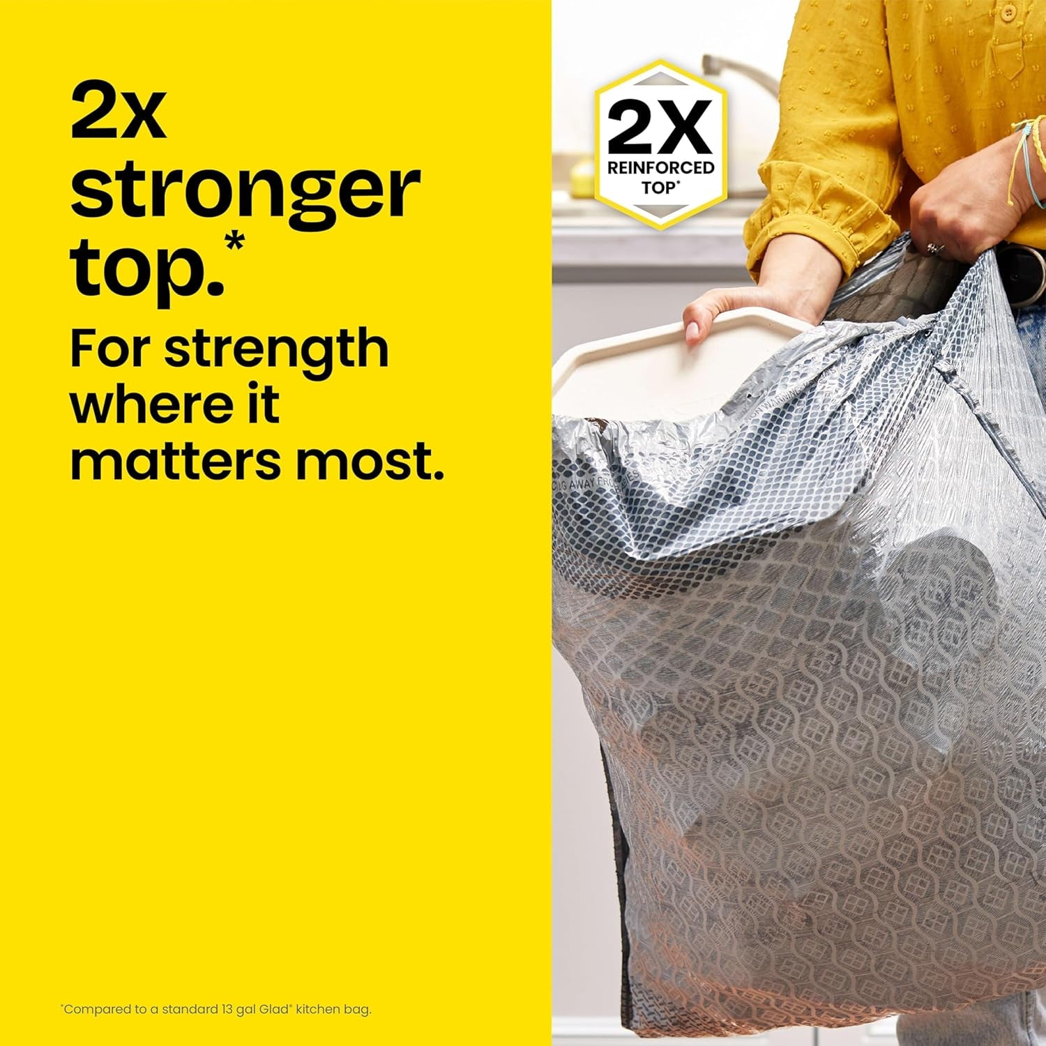 Glad Forceflex Maxstrength Kitchen Trash Bags, Rip and Tear Resistant, Fresh Clean Scented Large Garbage Bags, Odor Control, Febreze Freshness, 20 Gallon Trash Bags, 80 Count