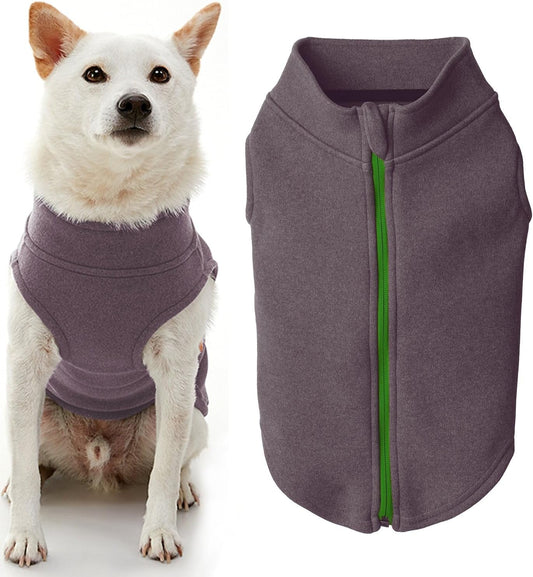 Gooby Zip-Up Microfiber Fleece Dog Sweater, Purple, Small