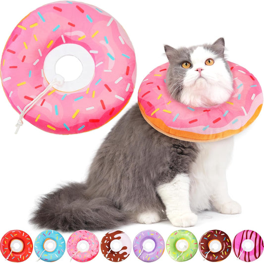 Hpetppy Cat Cone Collar Soft, Cat Recovery Collar for Wound Healing Cute Donut Adjustable Kitten Cones to Stop Licking Comfortable Lightweight Neck Elizabethan Collars for Kittens after Surgery