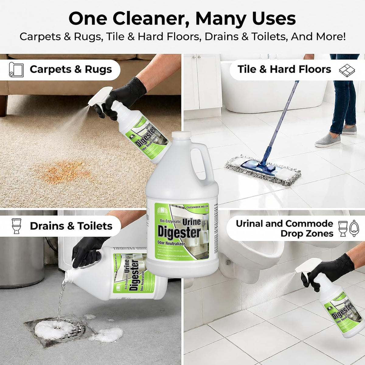 Nilodor BEON Urine Enzymatic Cleaner with Odor Neutralizer for Pet Dog, Carpet, and Bathroom, 1 Gallon, Cucumber Melon