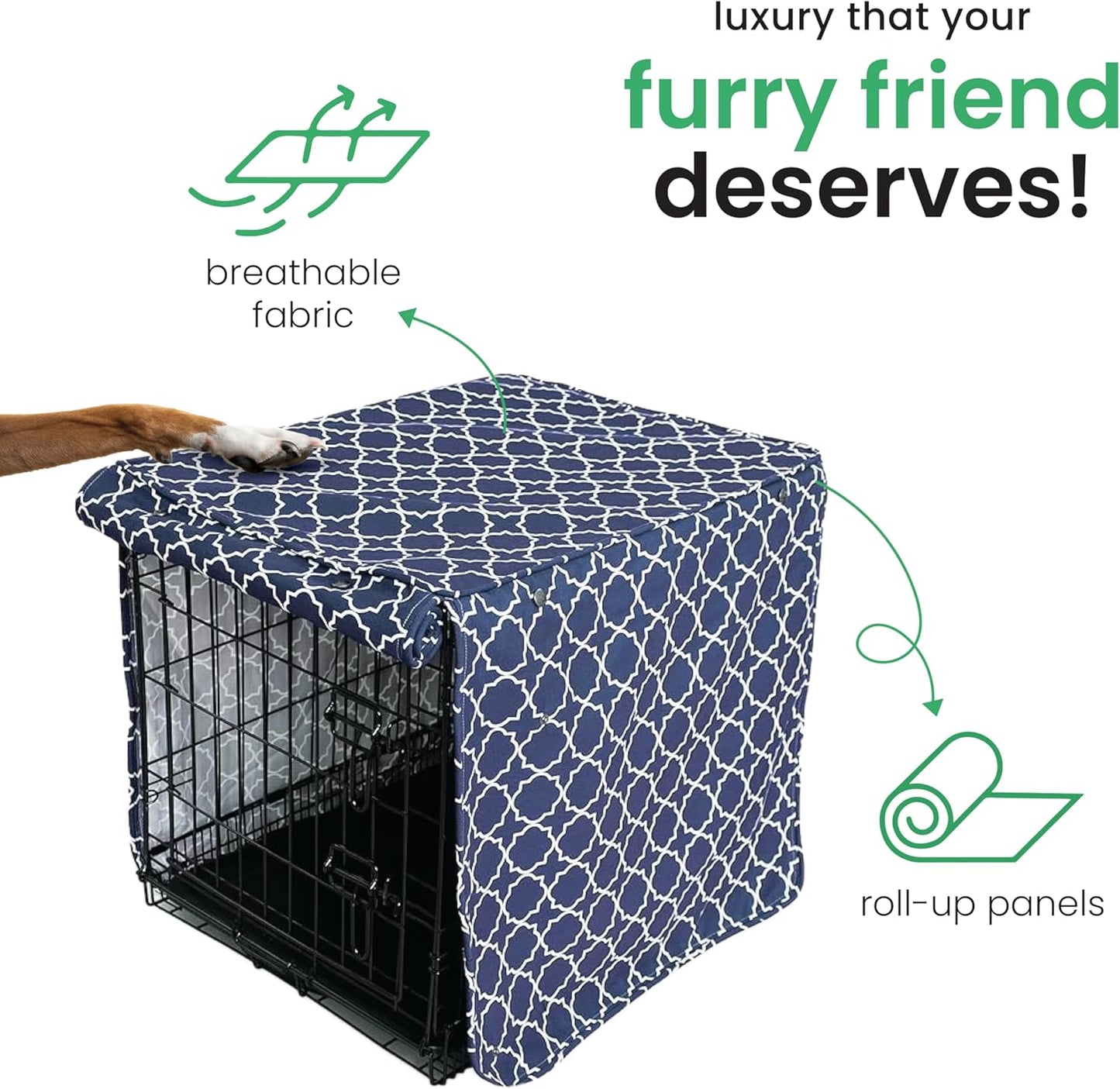 Molly Mutt Romeo & Juliet Dog Crate Cover, 100% Cotton Canvas Cover with 2 Roll-Up Panels, Ideal for Dog or Cat Crate, Durable, Washable, and Free of Harmful Chemicals, 24" X 18" X 21"
