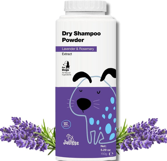 Dry Shampoo for Dogs, Powder Shampoo with Lavender and Rosemary for Dogs, Instantly Moisturizing, Detangles and Rejuvenates That Pretty Coat, Waterless Formula 5.29 Oz / 150Gr (1) (2)
