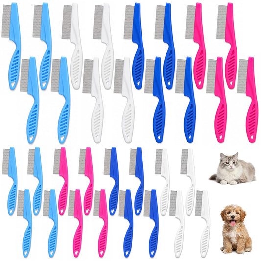 32 Pcs Flea Comb for Dogs and Cats Lice Comb Set Stainless Steel Teeth 4 Co