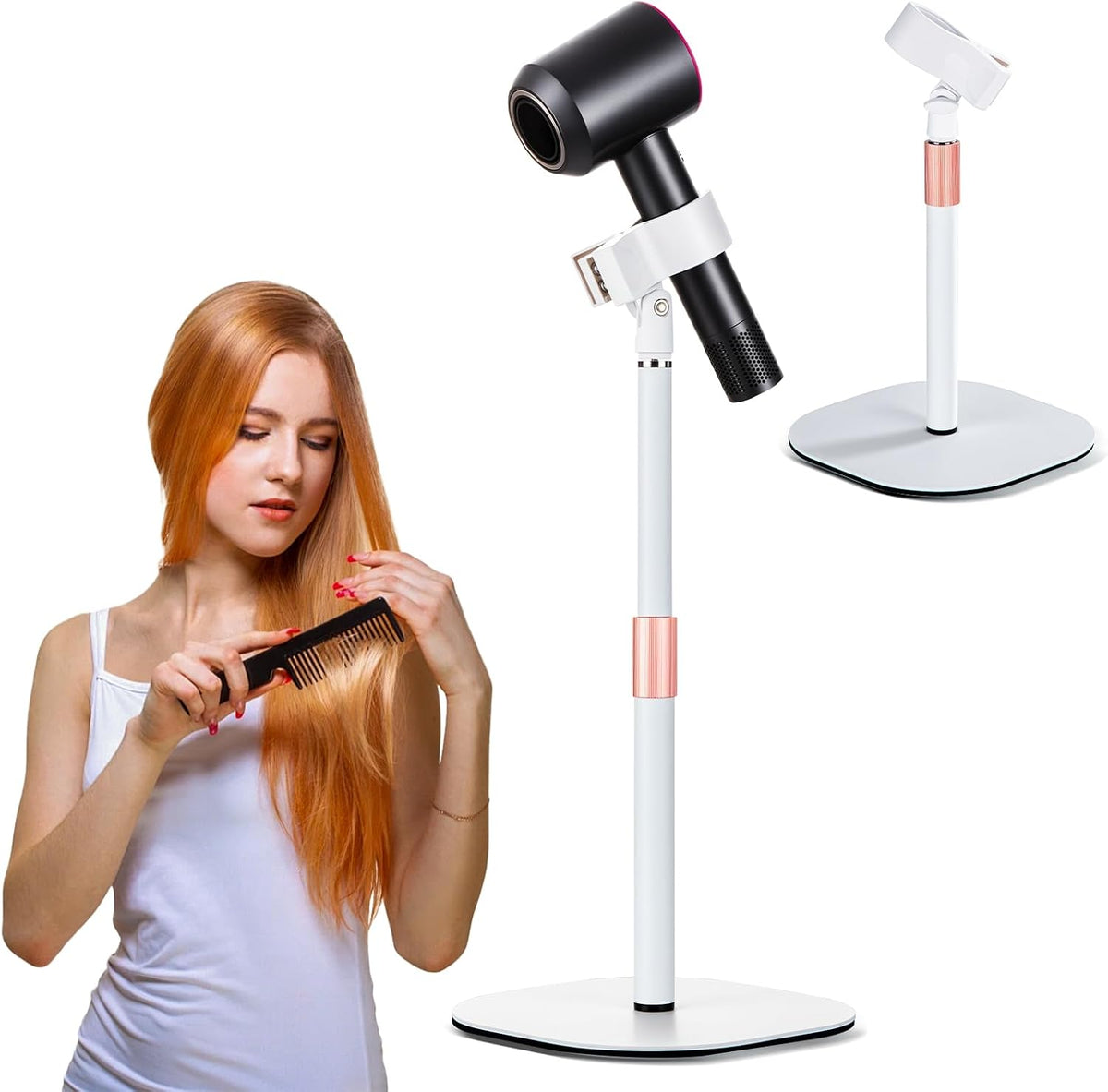 Hair Dryer Stand Holder-19 Inch Ultra Stable Blow Dryer Stand White