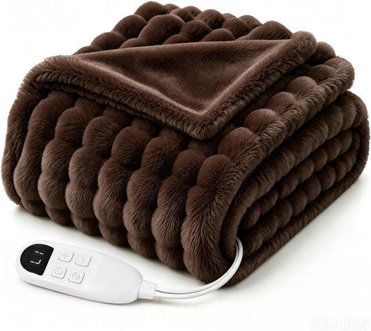 Heated Blanket Throw 50X60 Couch & Bed, Soft Flannel Electric Blanket Fuzzy