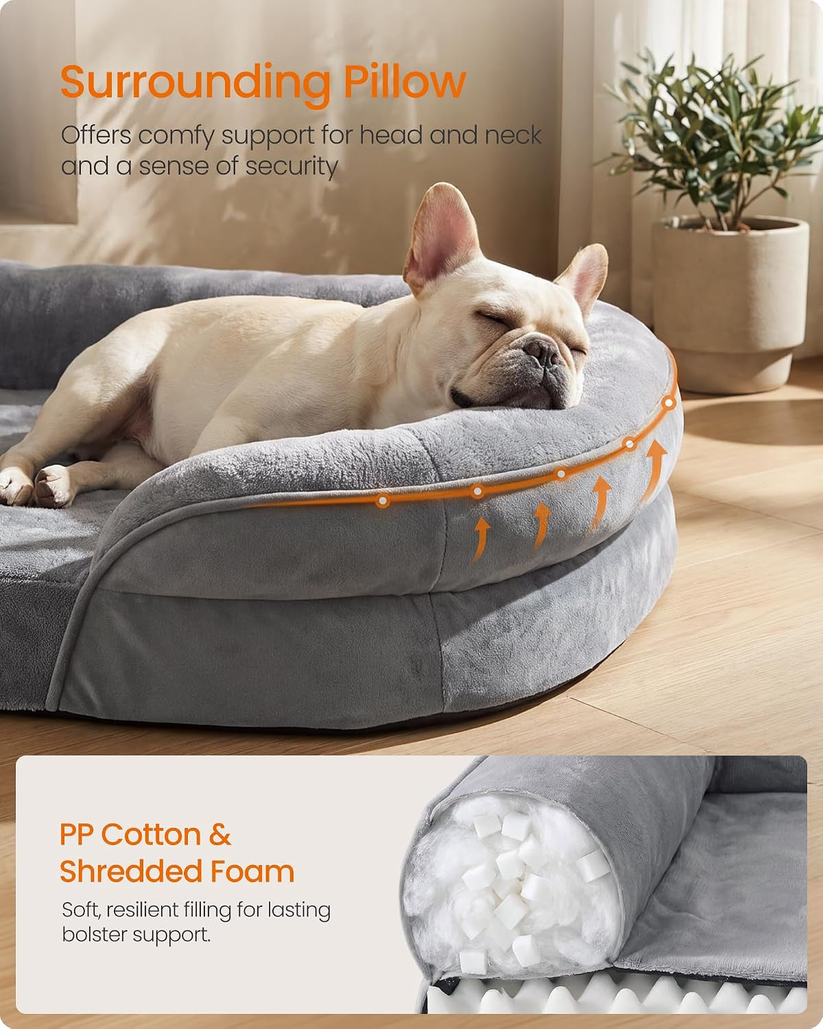 Feandrea Orthopedic Dog Bed, 30" Dog Couch with Removable Washable Cover
