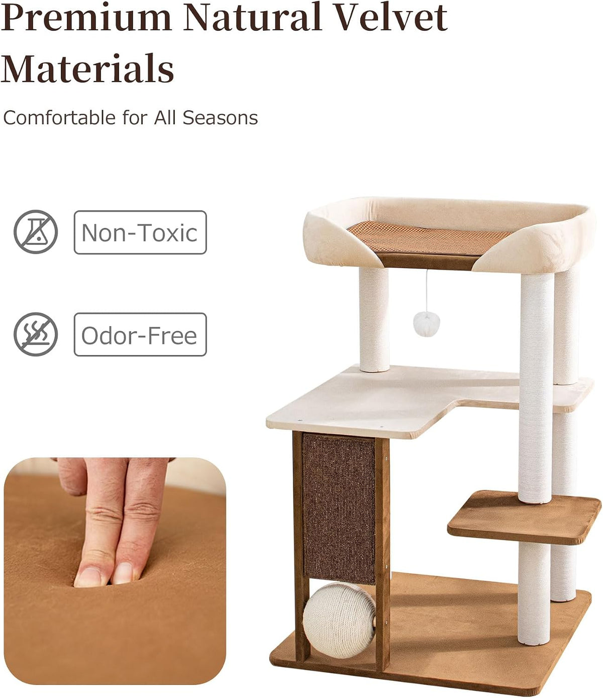 37.5" Cat Tree for Large & Senior Cats with Low Step & Sisal Board