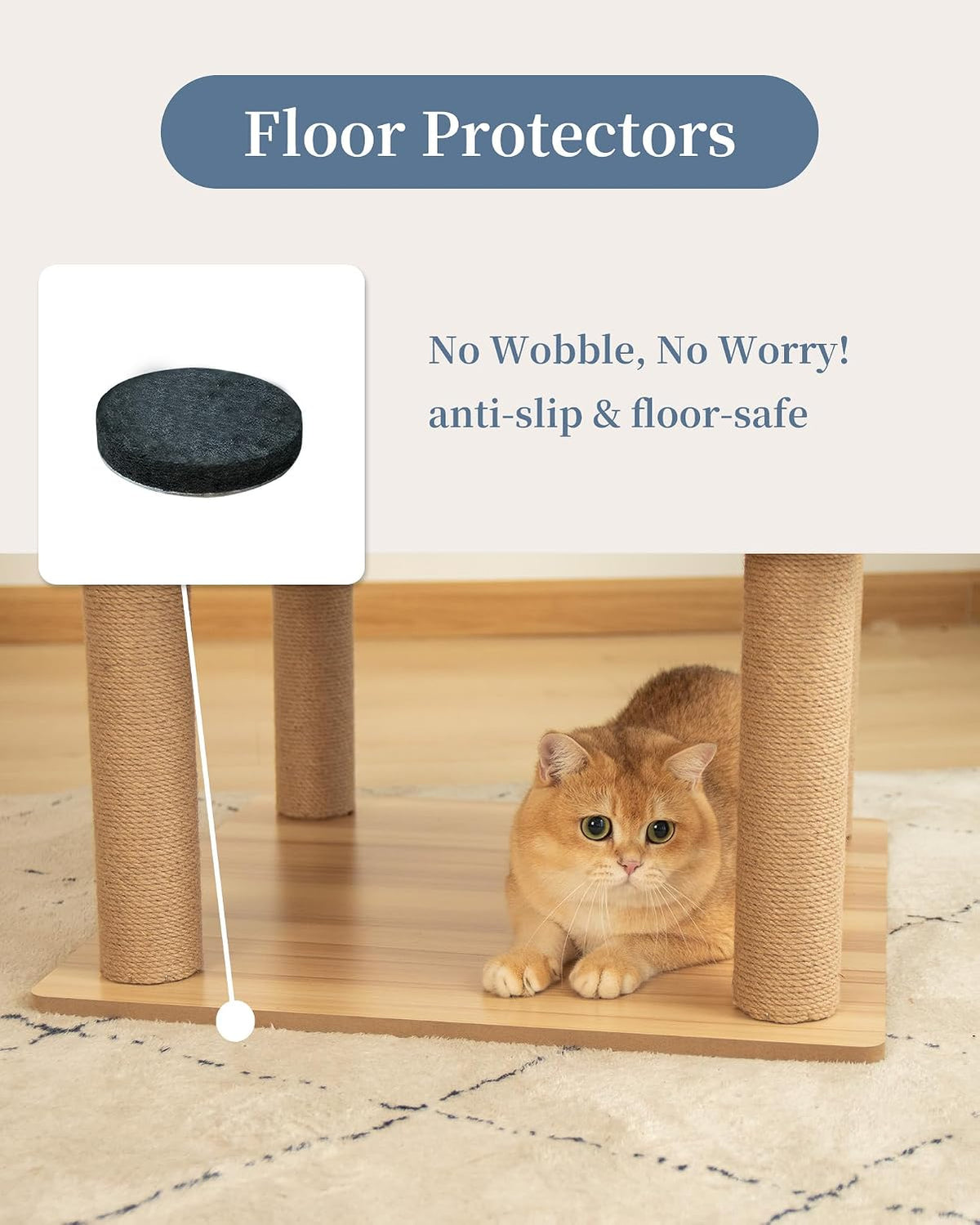 Wood Cat Tree for Indoor Cats, 49 Inch Cats Furniture Tower with Large Platforms, Full Sisal Scratching Posts, Water Proof Surface