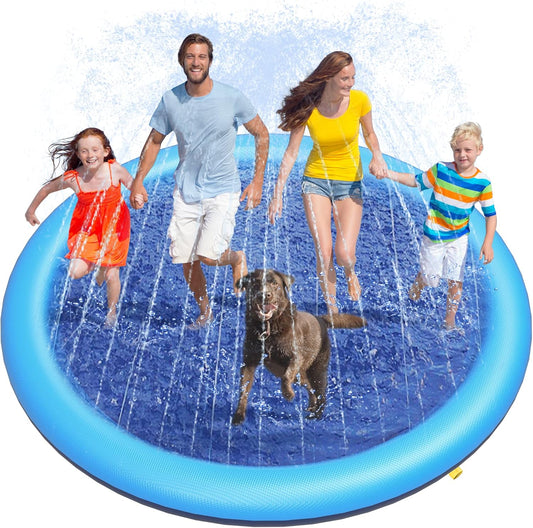 Dog Pool, Anti-Slip Splash Pad for Dogs, 86 In, Blue