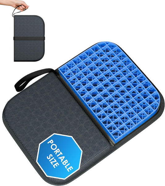 WISIMMALL Gel Seat Cushion, Portable Travel Cushion for Long Sitting, Thick & Foldable, 14.5" X 10.5" Large Size Chair Seat Cushion for Office Chair Car Wheelchair, Relief Sciatica Coccyx Pain