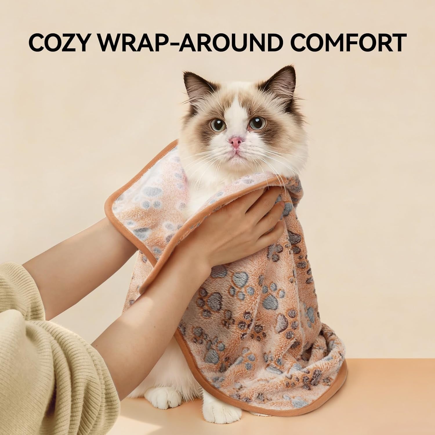 LINENLUX 1 Pack 3 Blankets Super Soft Fluffy Premium Fleece Dog Blankets for Puppy Cat Pet Blanket Flannel Throw Warm Sleep Dog Paw 23X16 Inches