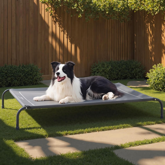 Bedsure Outdoor Elevated Cooling Dog Bed Large Sized Dog, 49In Grey
