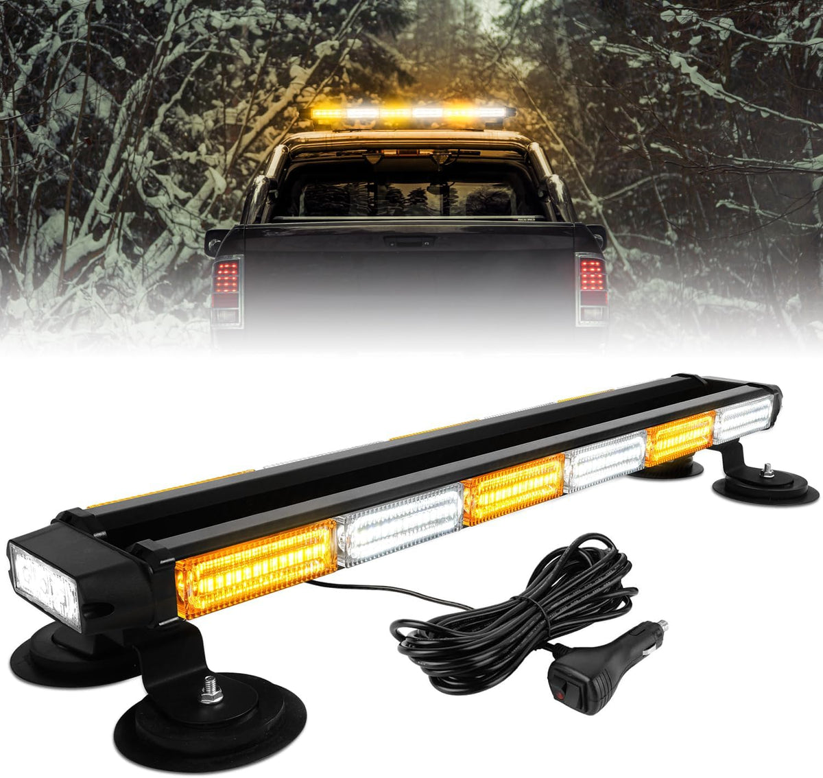 ASPL 26'' 126 LED Rooftop Warning Strobe Lights Bar for Trucks Amber White