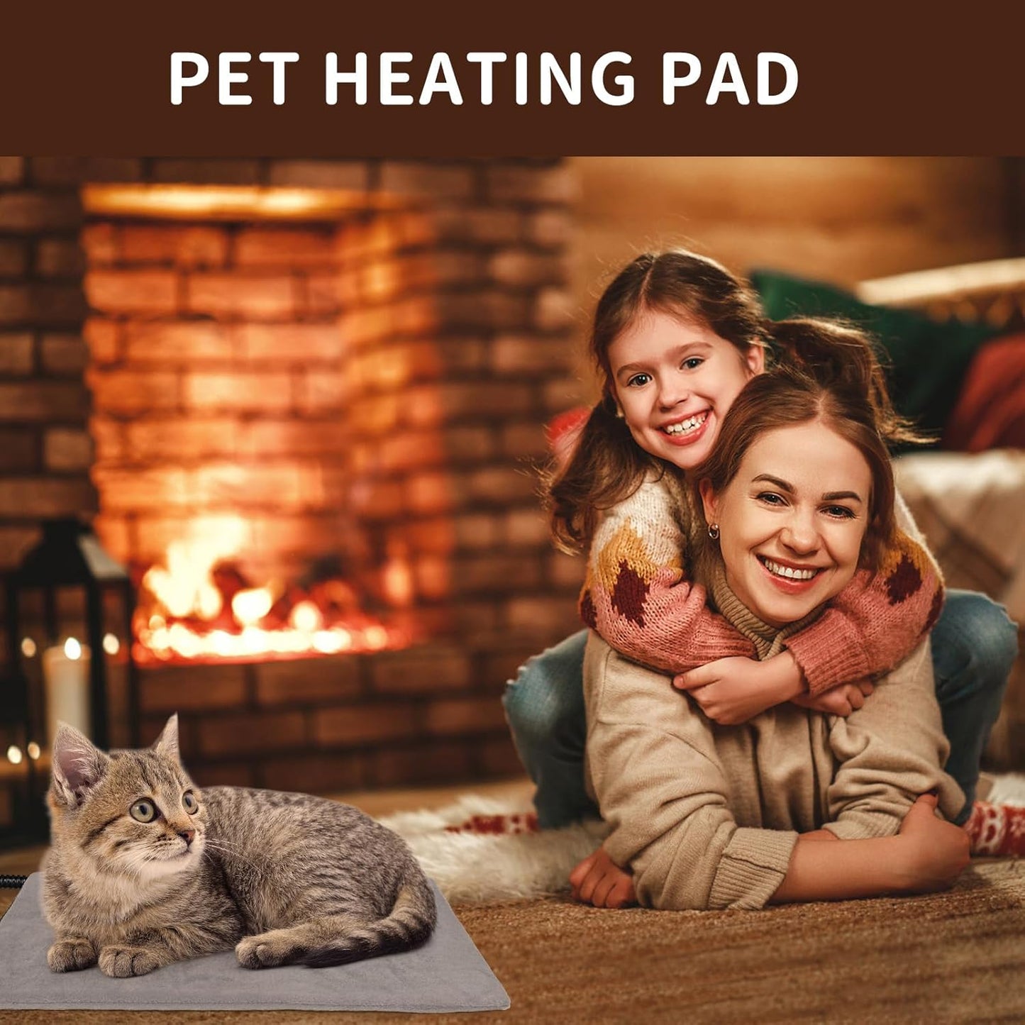 Pet Heating Pad for Cats and Small Dogs,Heated Cat Bed,Auto Temperature Control Waterproof Indoor Electric Pet Heating Pads for Cats with Chew Resistant Cord,16 * 12Inch