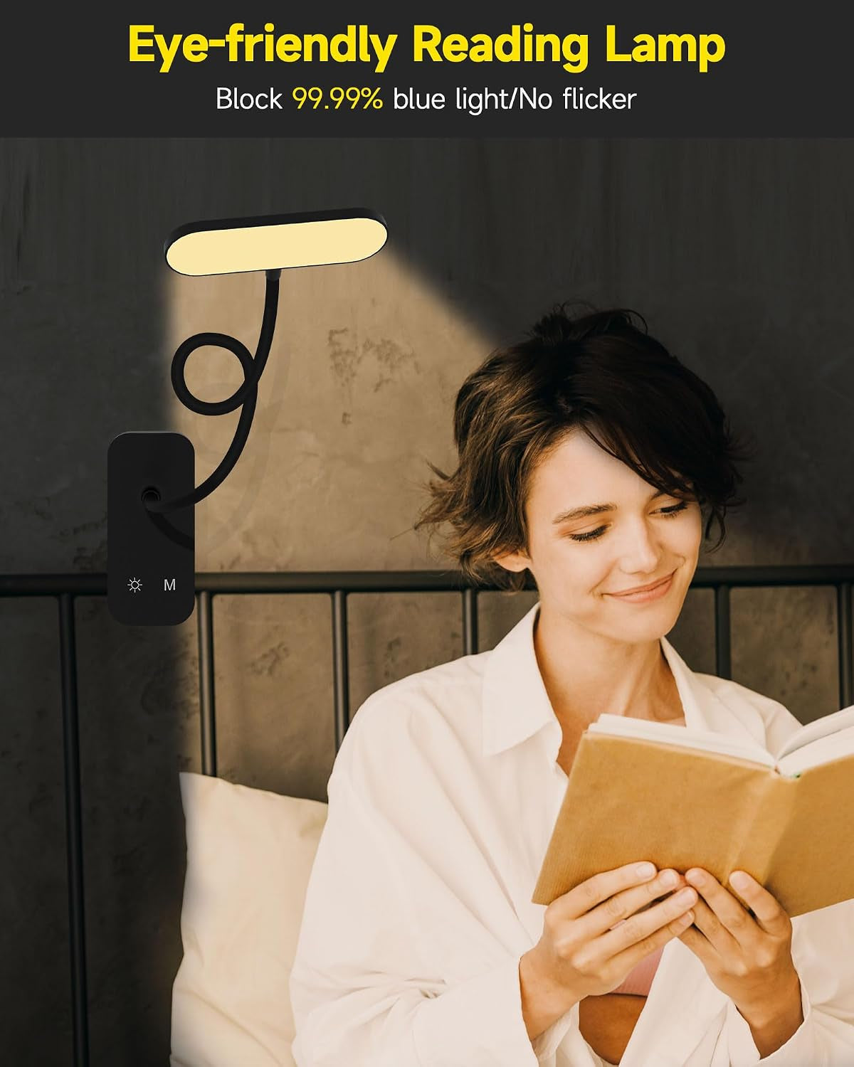 CUHIOY Rechargeable Clip on Light, Bed Headboard Reading Lamp, Black