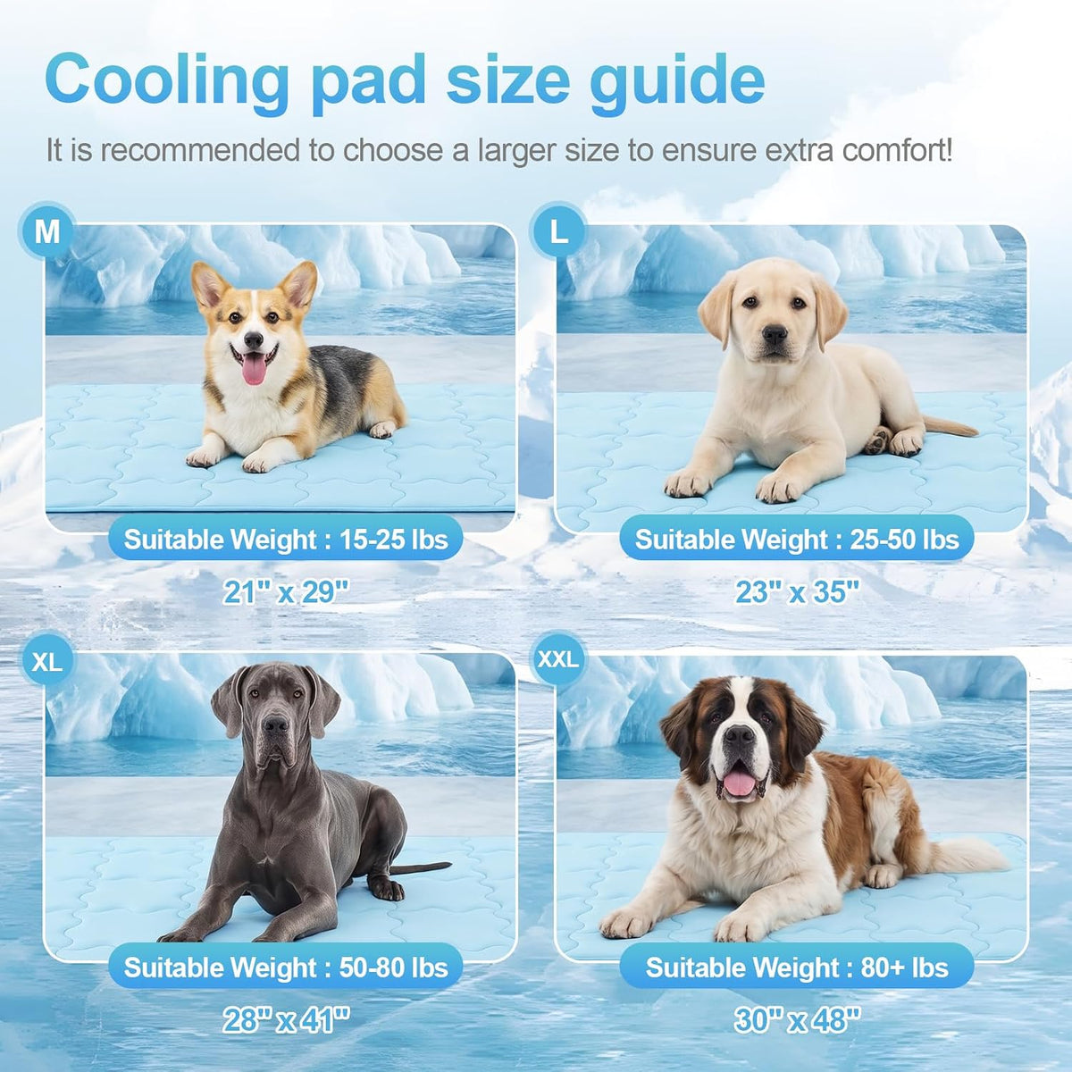 Dog Cooling Mat 30X48In Blue Q-MAX>0.5 Non-Slip Self-Cooling