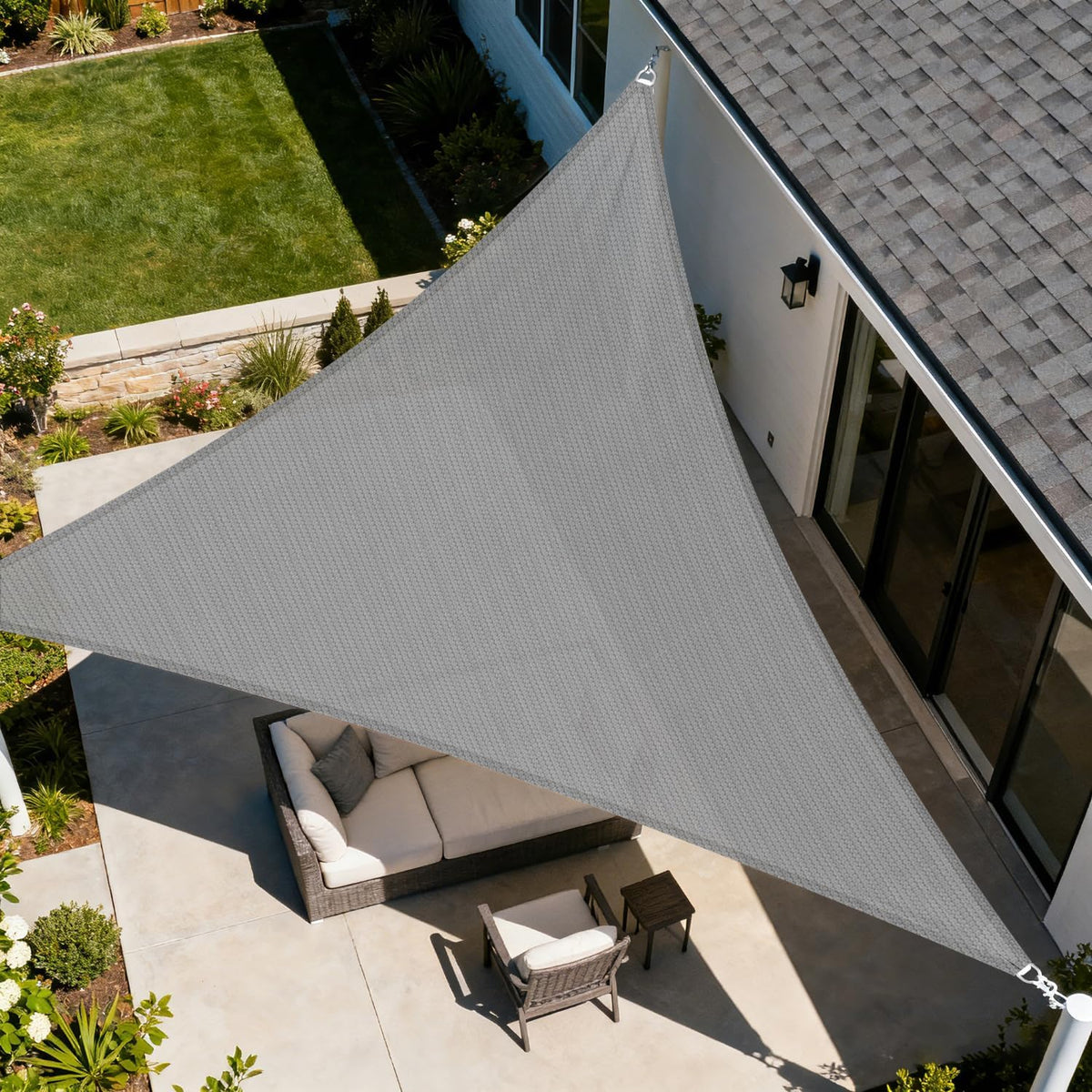 Windscreen4Less 8' X 8' X 11.3' Sun Shade Sail Right Triangle Outdoor Canopy Cover UV Block for Backyard Porch Pergola Deck Garden Patio (Light Gray)