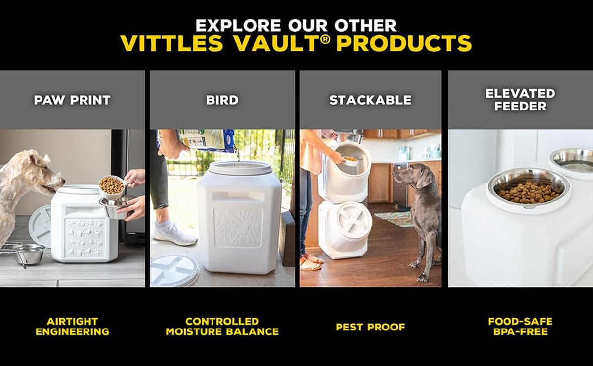 Vittles Vault Airtight Pet Food Storage Container + Scoop, Fits up to 50Lbs
