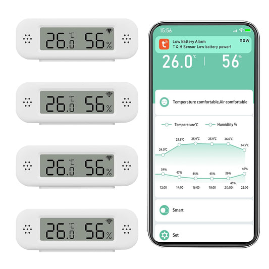 Wifi Thermometer Hygrometer, Indoor Temperature Humidity Sensor 4PCS