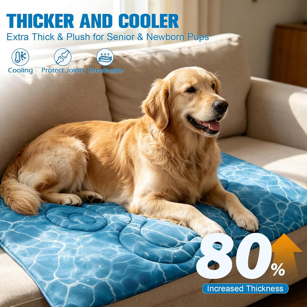 EXPAWLORER Dog Cooling Mat, Double-Sided Foldable Dog Bed for Dogs Cats Large Kitten, Pet Self Cooling Kennel for Summer, Blue Pad Coolings Dog Blanket for Crate Car Both Indoorand Outdoor Washable