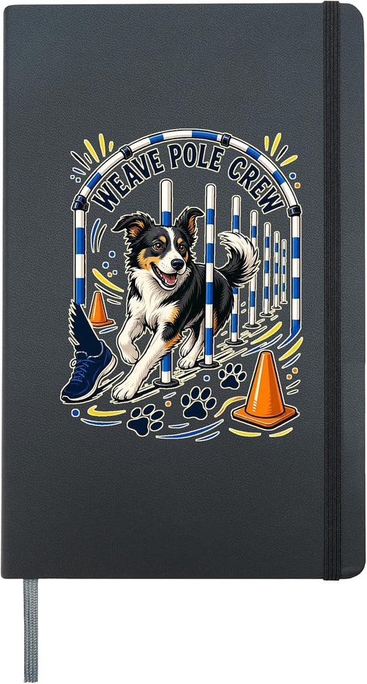 WEAVE POLE CREW Dog Agility Training, Poles, Paw Marks Hardcover Journal, Black