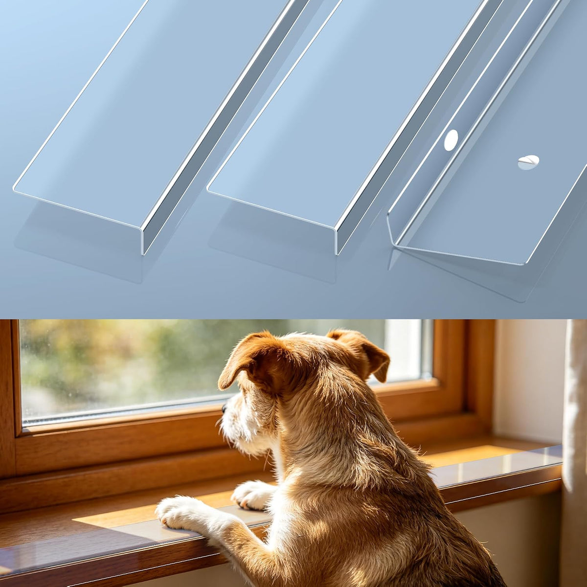 MONOID Heavy-Duty Window Sill Protector - Residue-Free Pet Guard for Dogs & Cats, Scratch & Chew Resistant Clear Shield, Easy Peel & Stick, 29.5" X 5.12" Cat Scratching Pads, 3 Pack