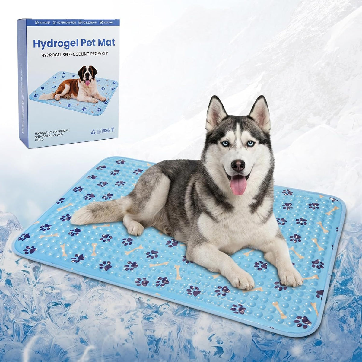 Dog Cooling Mat 36 Inch, Patent Self-Cooling Gel Pad for Medium Dogs,