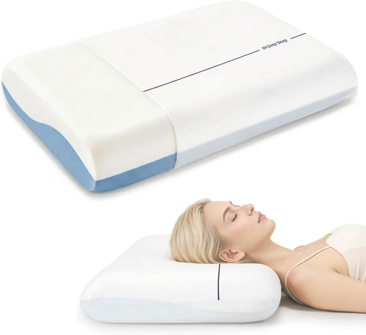 Memory Foam Pillow, Two-Sided Soft and Firm Neck Pillow for Sleeping