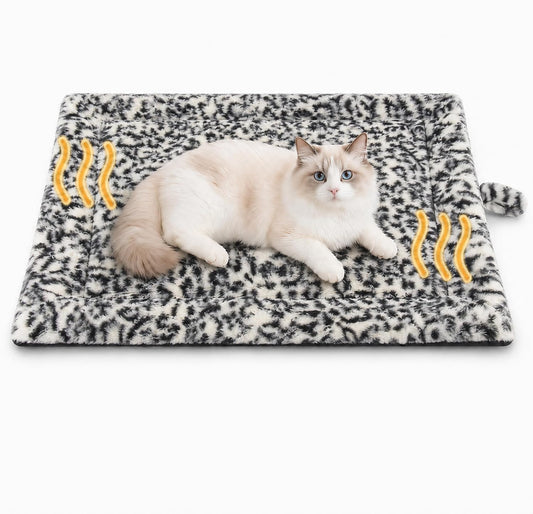 Self Warming Cat Bed, Thick Quiet Non-Electric Mat, 22 X 18 In, Black/White