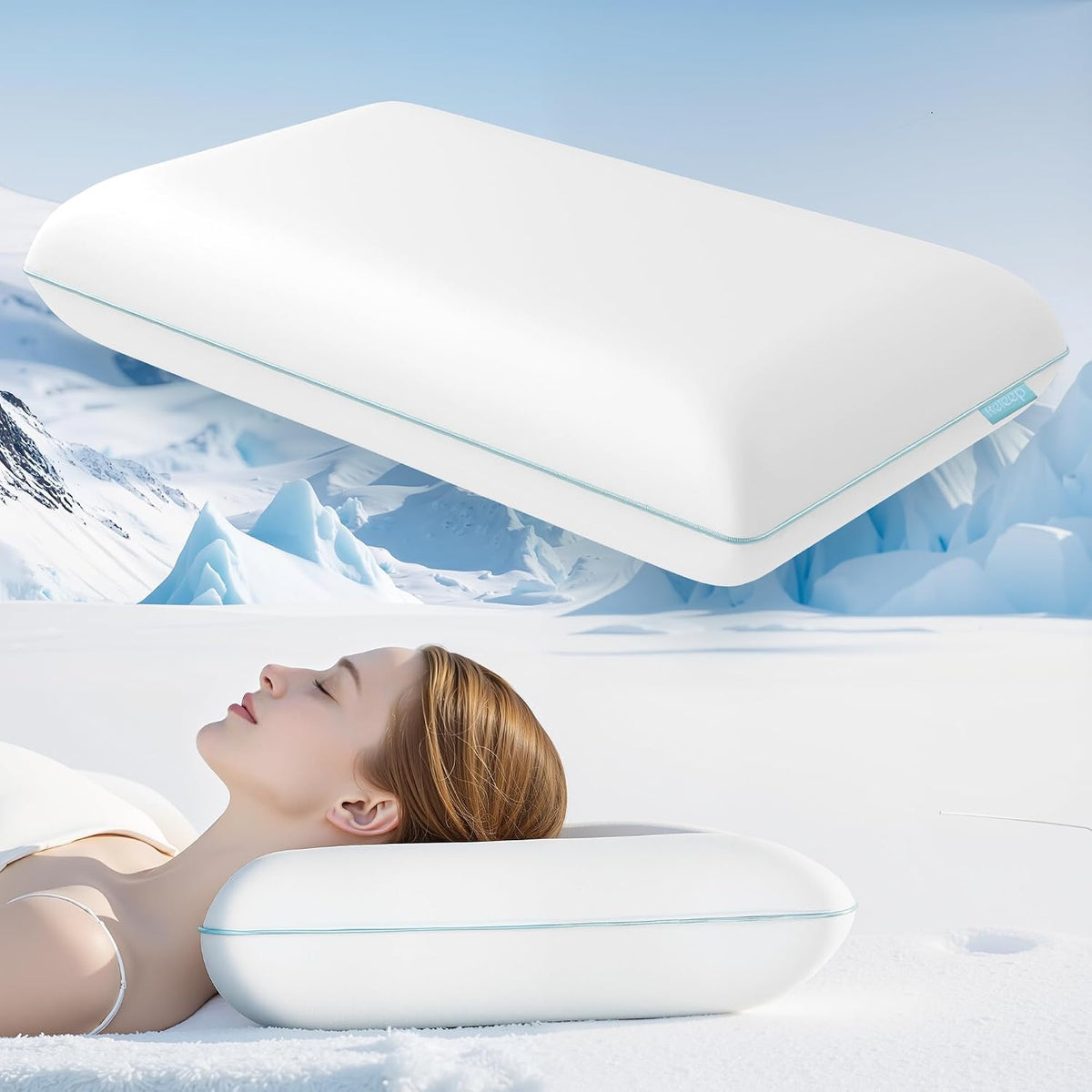 Releep Cooling Memory Foam Pillow for Deep Sleep Support, Queen 4.7" H
