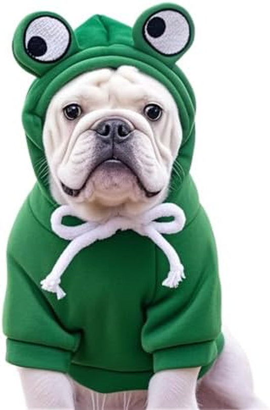Pet Clothing Dog Transformation Frog Hoodie Autumn and Winter Warm Small Large Dog Method Dou Cat Bullfighting Clothes (Frog,2Xl)