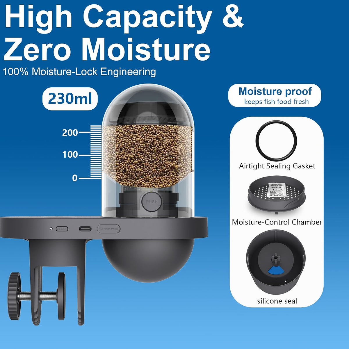 Wifi Automatic Fish Feeder for Aquarium, Food Dispenser with Camera