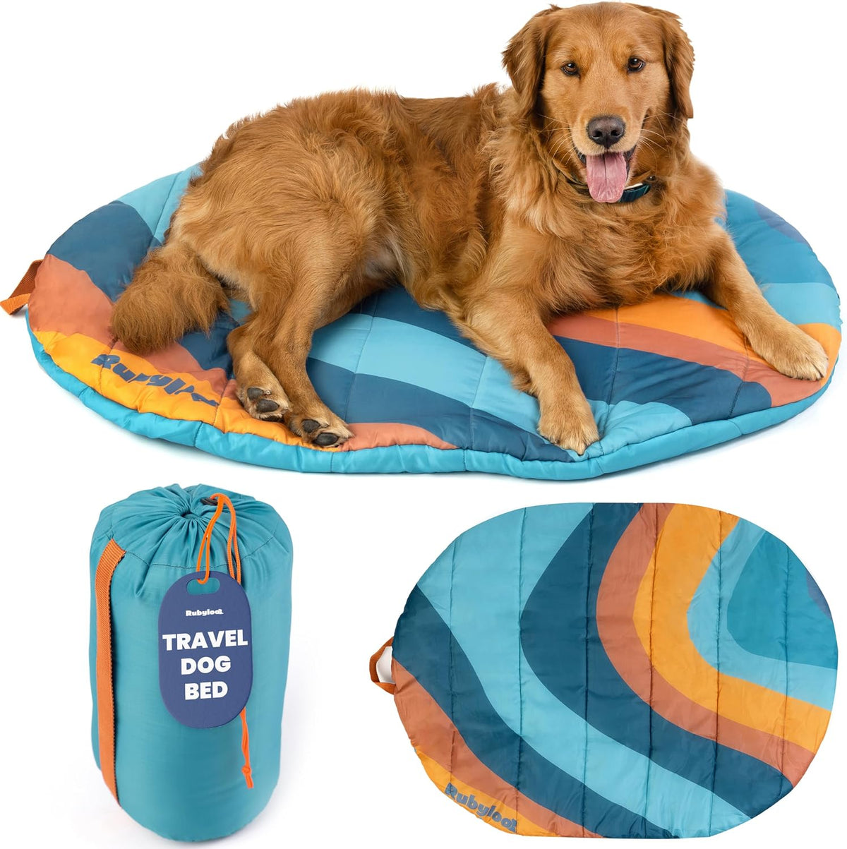 Travel Dog Bed, 42X30In, Foldable & Packable with Carry Bag, Teal