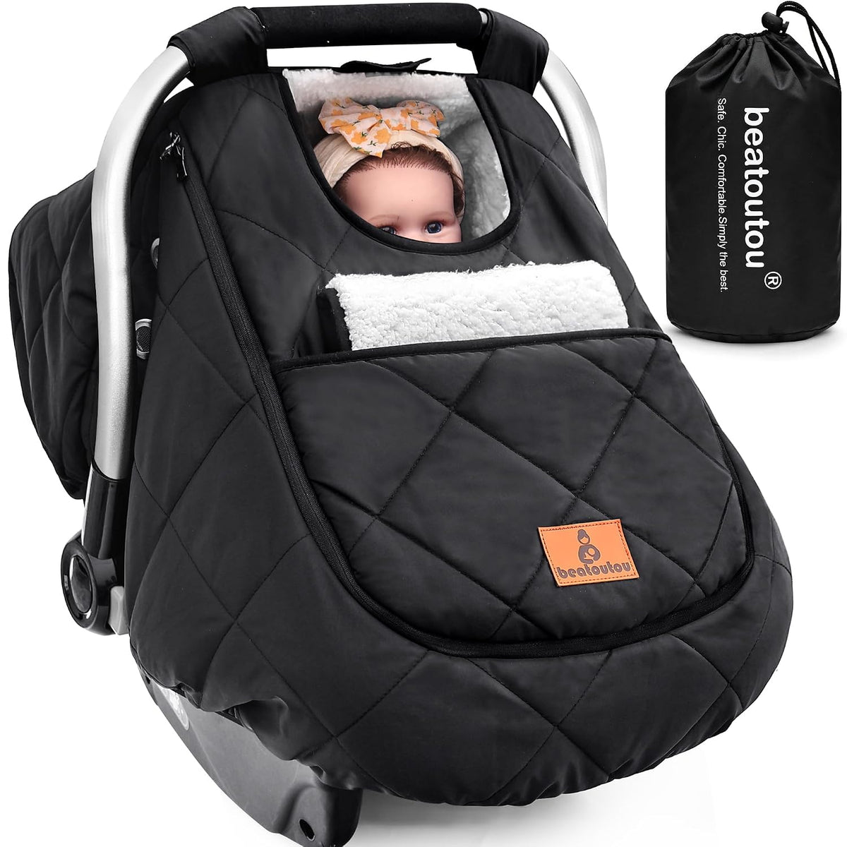 Waterproof Winter Baby Car Seat Cover, Warm Car Seat Cover for Newborns
