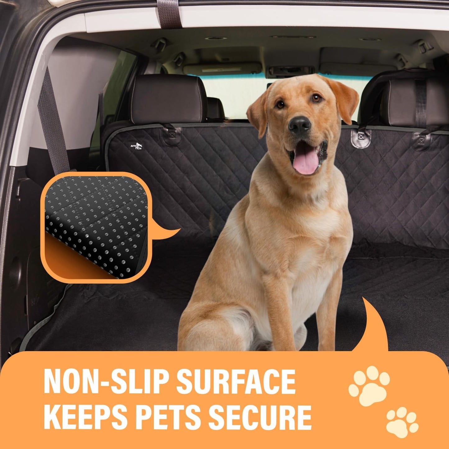 Active Pets Black Standard Dog Car Hammock Back Seat Cover, Waterproof Backseat Cover Protector for Truck Bench Rear of Sedans or Suvs, Essential Pet Supplies Vacuum or Wipe Clean, Machine Washable