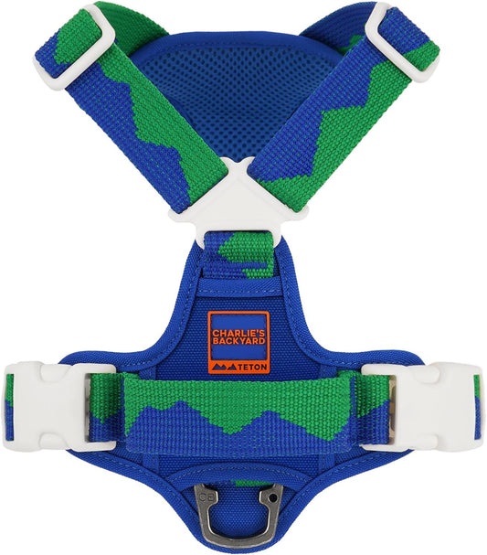 Charlie’S Backyard Teton Dog Harness, Urban to Trail No-Pull with Front & Back Leash Clips, Adjustable Easy on Soft-Padded Vest, Durable Cordura Fabric, Quick Control Handle, Sierra Dream, Medium