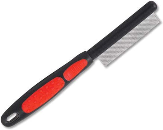 Ryan'S Pet Supplies Paw Brothers Flea Comb for Small and Large Dogs and Cats with Handle, Professional Dog Grooming Kit and Supplies, Puppy Essentials, Black and Red, 8.8 Inches