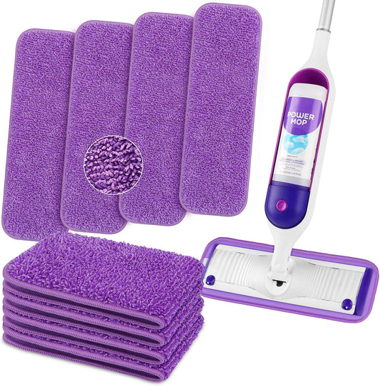 HOMEXCEL Microfiber Mop Pads 8 Pack for Swiffer Powermop 13"-15" Washable