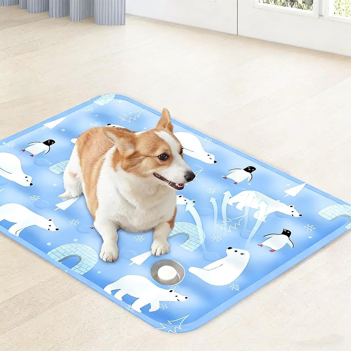 Water-Fillable Pet Cooling Mat, Pressure Activated Gel Cooling Pad for Dogs & Cats, Durable & Scratch Resistant, Perfect for Hot Weather to Prevent Overheating (88, Blue Bear, Medium)