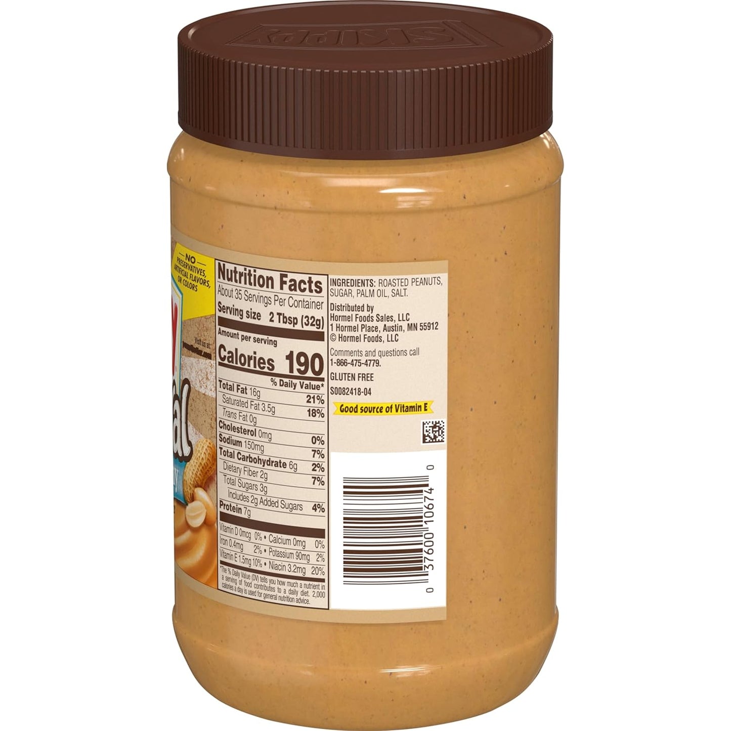 SKIPPY Natural Creamy Peanut Butter, 7 G Protein per Serving, 40 Ounce