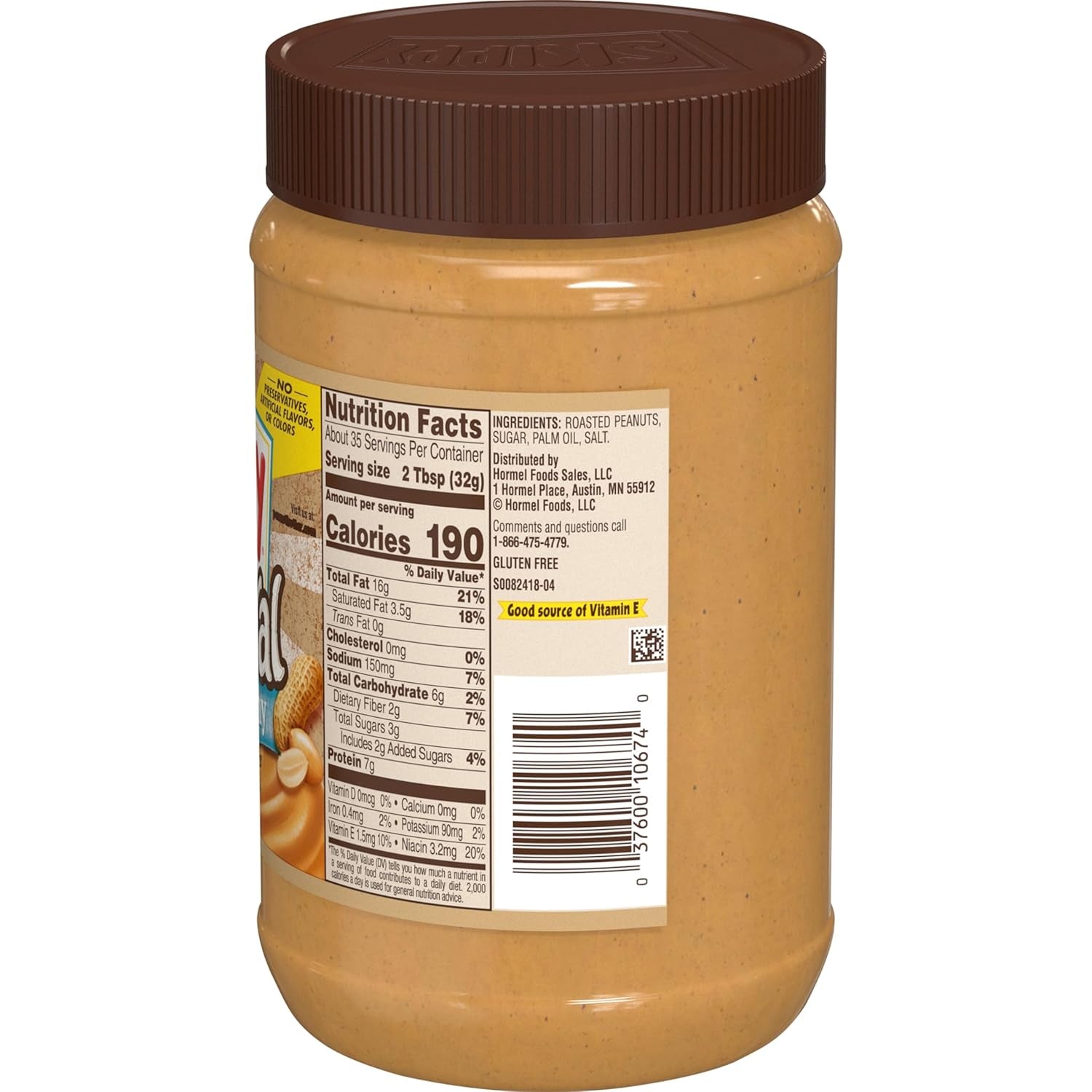 SKIPPY Natural Creamy Peanut Butter, 7 G Protein per Serving, 40 Ounce