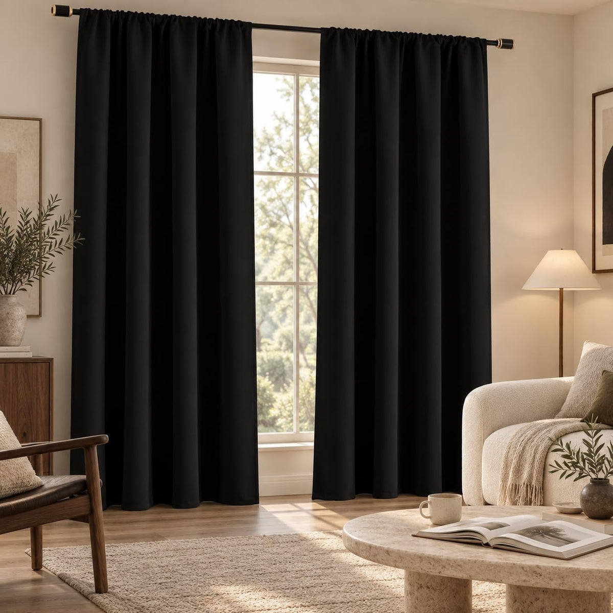 IGEMAEVE Blackout Curtains for Bedroom Black 52" W X 84" L