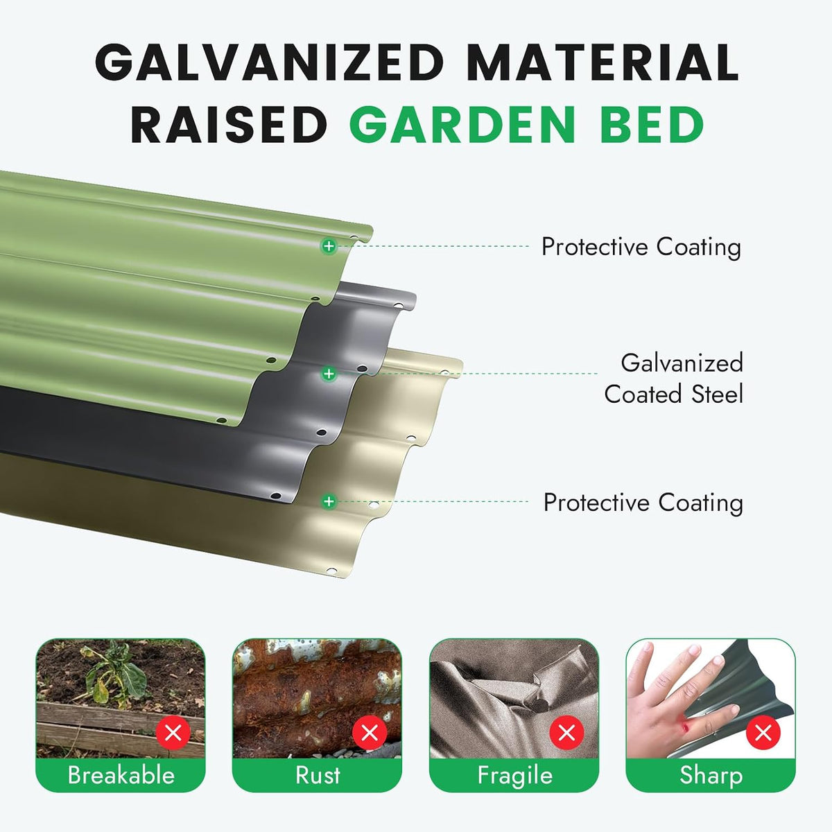 INNO STAGE 3 Pcs round Galvanized Raised Garden Beds, 2X2X1.4Ft Olive Green