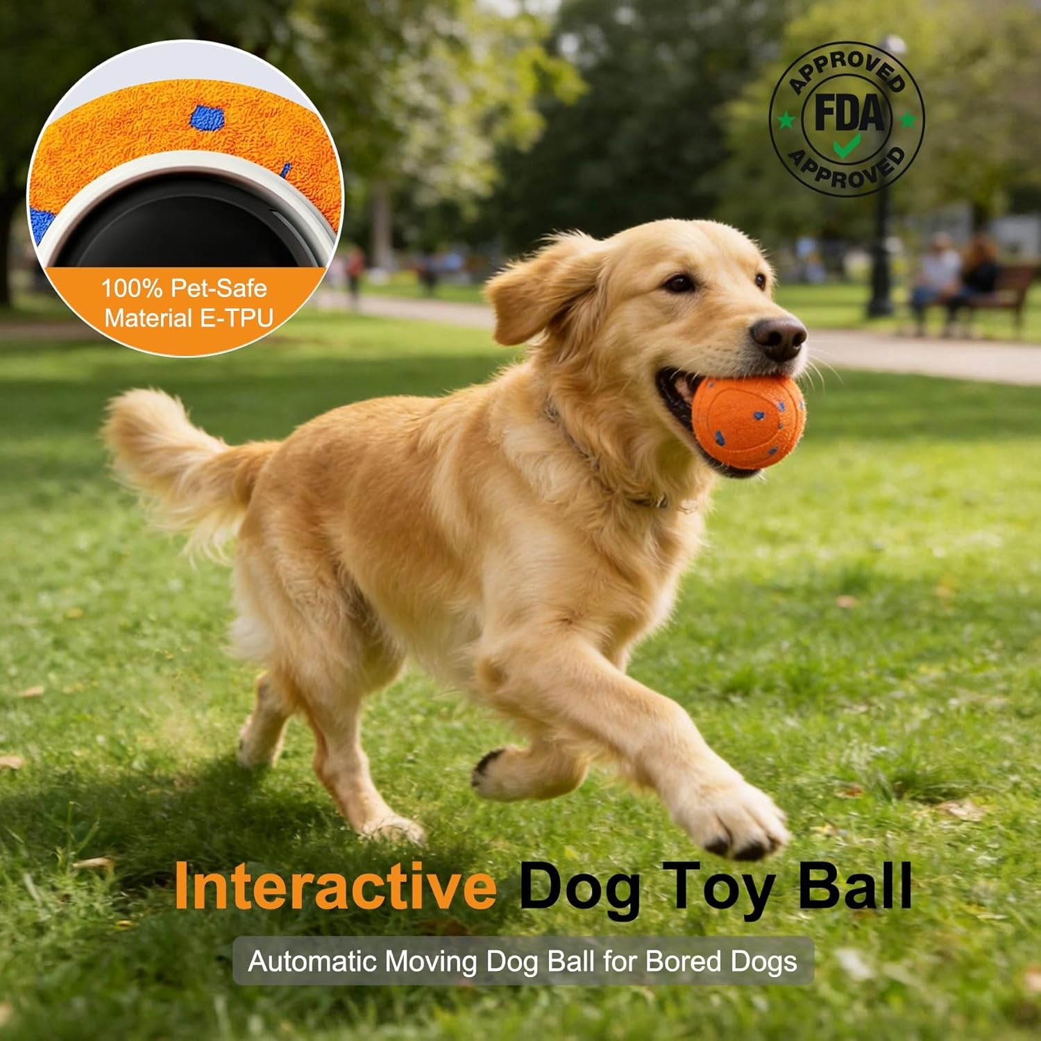 Interactive Automatic Bouncing Dog Ball, Motion Activated Self Moving Toy for Boredom & Separation Anxiety, Durable Chew-Proof ETPU Shell, Rechargeable Pet Ball for Indoor Outdoor, Small Medium Dogs