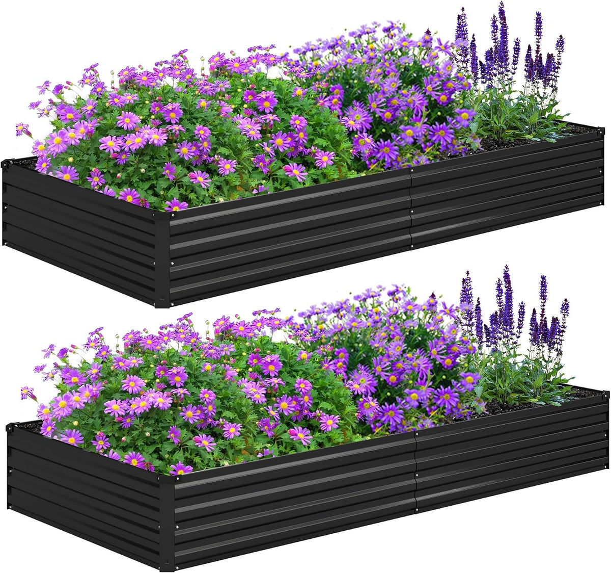 Foxlang 8X4X1Ft(2 PCS) Galvanized Raised Garden Bed,Black
