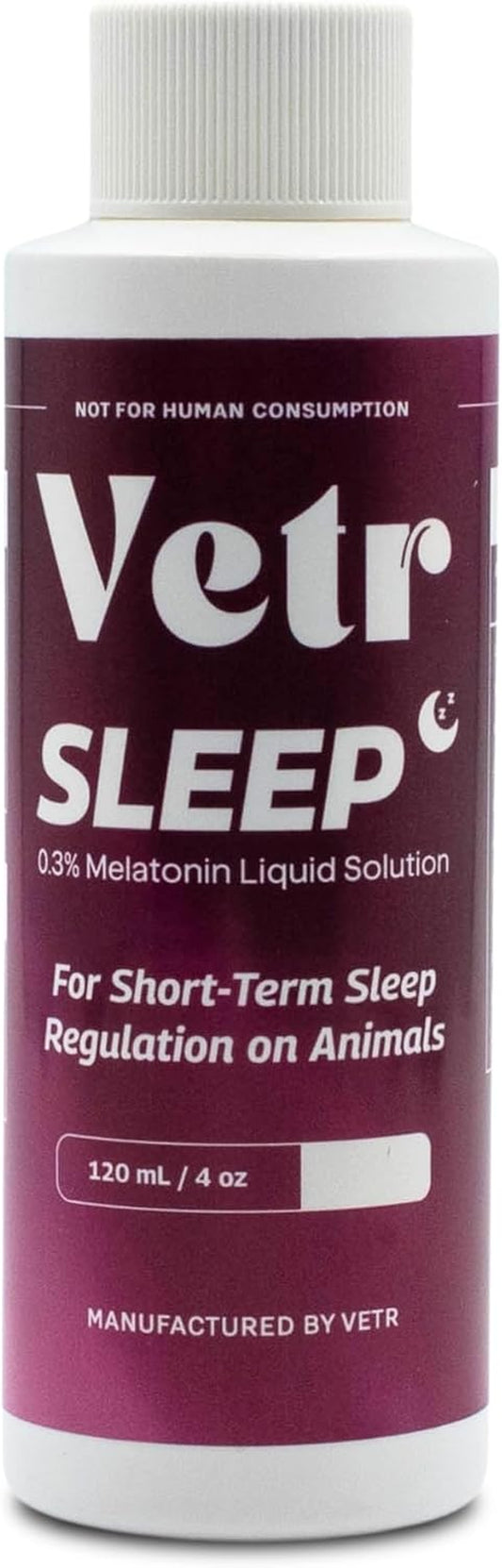 Vetr Sleep Melatonin for Dogs & Cats - Roasted Chicken Flavor - Liquid Calming Drops, Dog Sleep Aid, Anxiety Relief Supplement (120Ml)