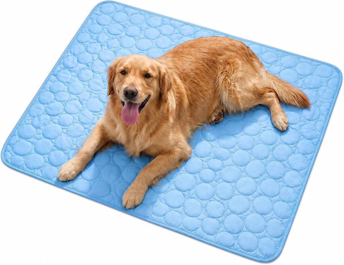 Pet Cooling Mat, 59'' × 40'' Self Cooling Dog Pad for Large Breeds, No Freezing Water or Gel, Washable Breathable Summer Mat for Crate Kennel Car Sofa Bed Floor, Indoor Outdoor