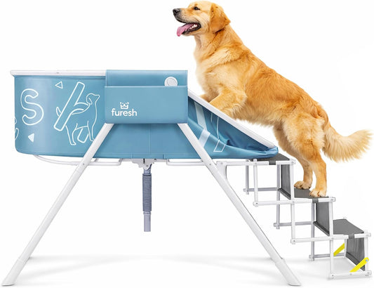 Furesh Foldable Dog Washing Station for Large Dogs with Stairs