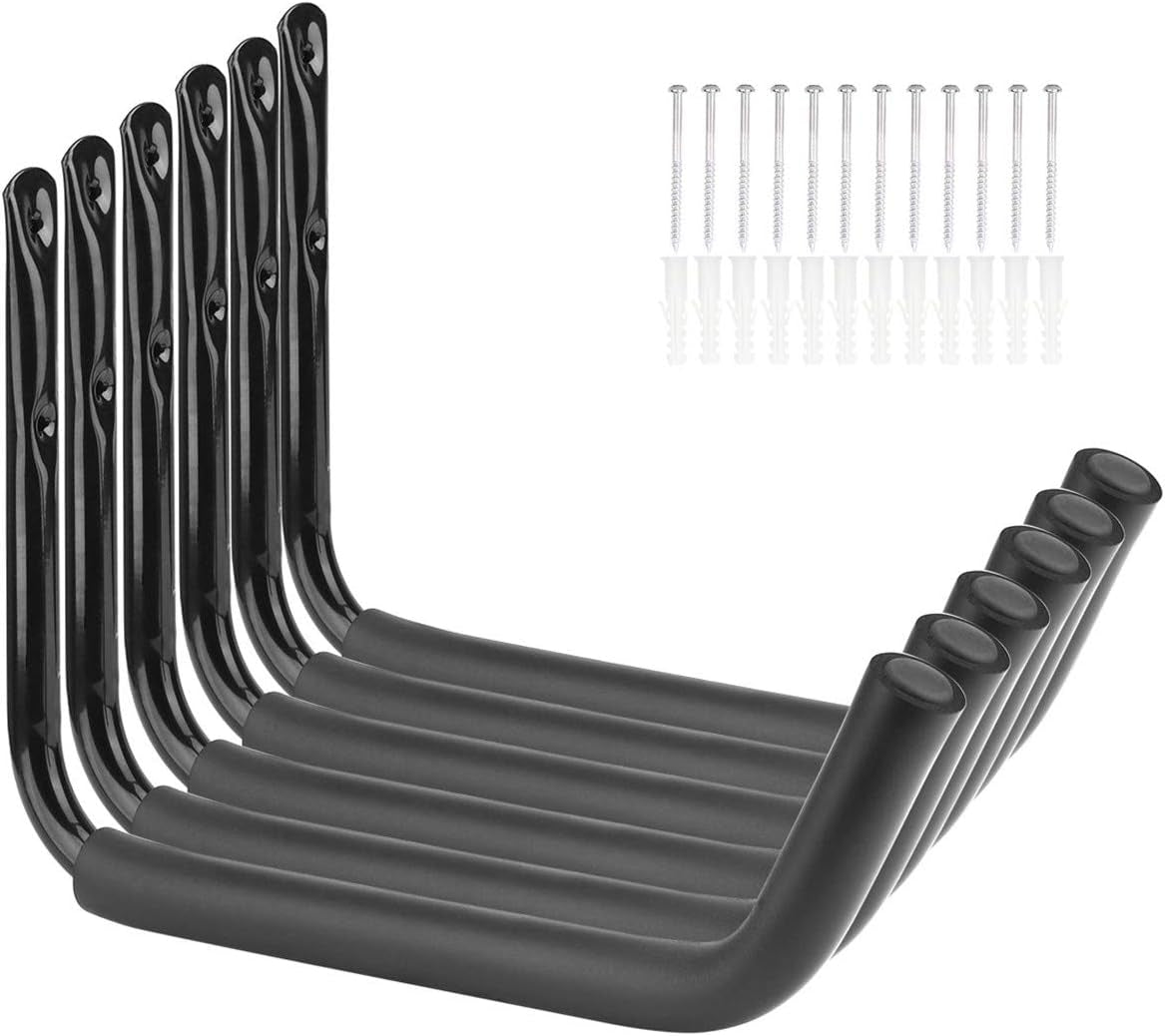 Garage Storage Heavy Duty Hooks, 15Inch Jumbo Arm Kayak Rack, 6 Pack Wall Mount Canoe Hangers